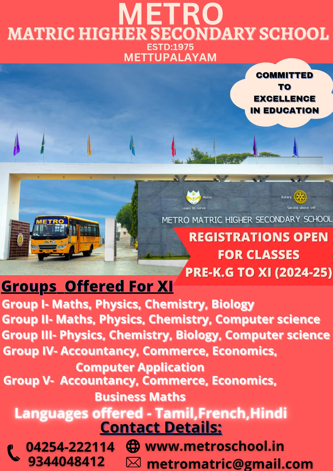 REGISTRATIONS OPEN FOR PRE-KG TO XI(2024-25)